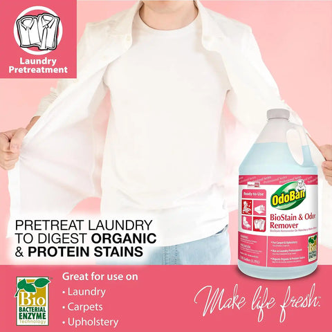 OdoBan Professional Cleaning Neutral pH Floor Cleaner and BioStain and Odor Remover, Made in the USA, 1 Gallon Each