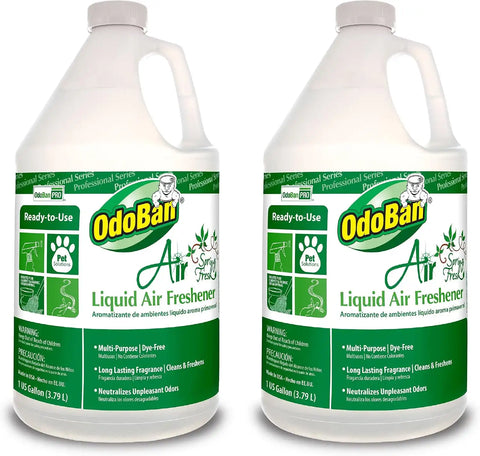 OdoBan Professional Series Ready-to-Use Air Spring Fresh Liquid Air Freshener, Made in the USA, Spring Fresh Scent Clear, 2-Pack, 1 Gallon Each