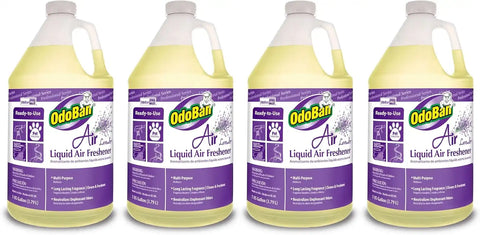 OdoBan Professional Series Ready-to-Use Air Lavender Liquid Air Freshener, Made in the USA, Lavender Scent, 4-Pack, 1 Gallon Each