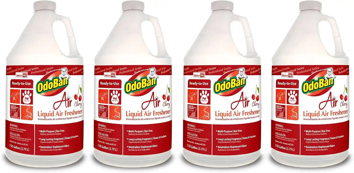 OdoBan Professional Series Ready-to-Use Air Cherry Liquid Air Freshener, Made in the USA, Cherry Scent, 4-Pack, 1 Gallon Each