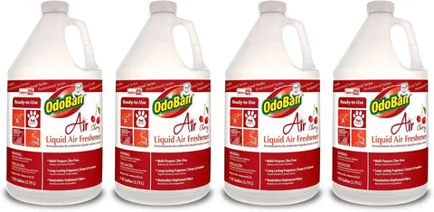 OdoBan Professional Series Ready-to-Use Air Cherry Liquid Air Freshener, Made in the USA, Cherry Scent, 4-Pack, 1 Gallon Each