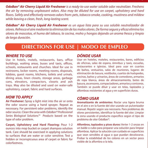 OdoBan Professional Series Ready-to-Use Air Cherry Liquid Air Freshener, Made in the USA, Cherry Scent, 1 Gallon