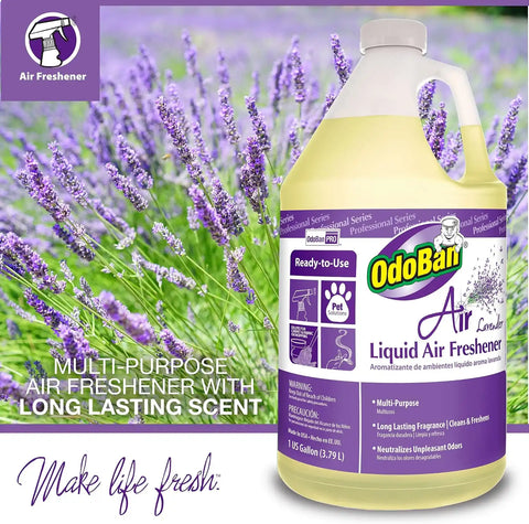 OdoBan Professional Series Ready-to-Use Air Lavender Liquid Air Freshener, Made in the USA, Lavender Scent, 2-Pack, 1 Gallon Each